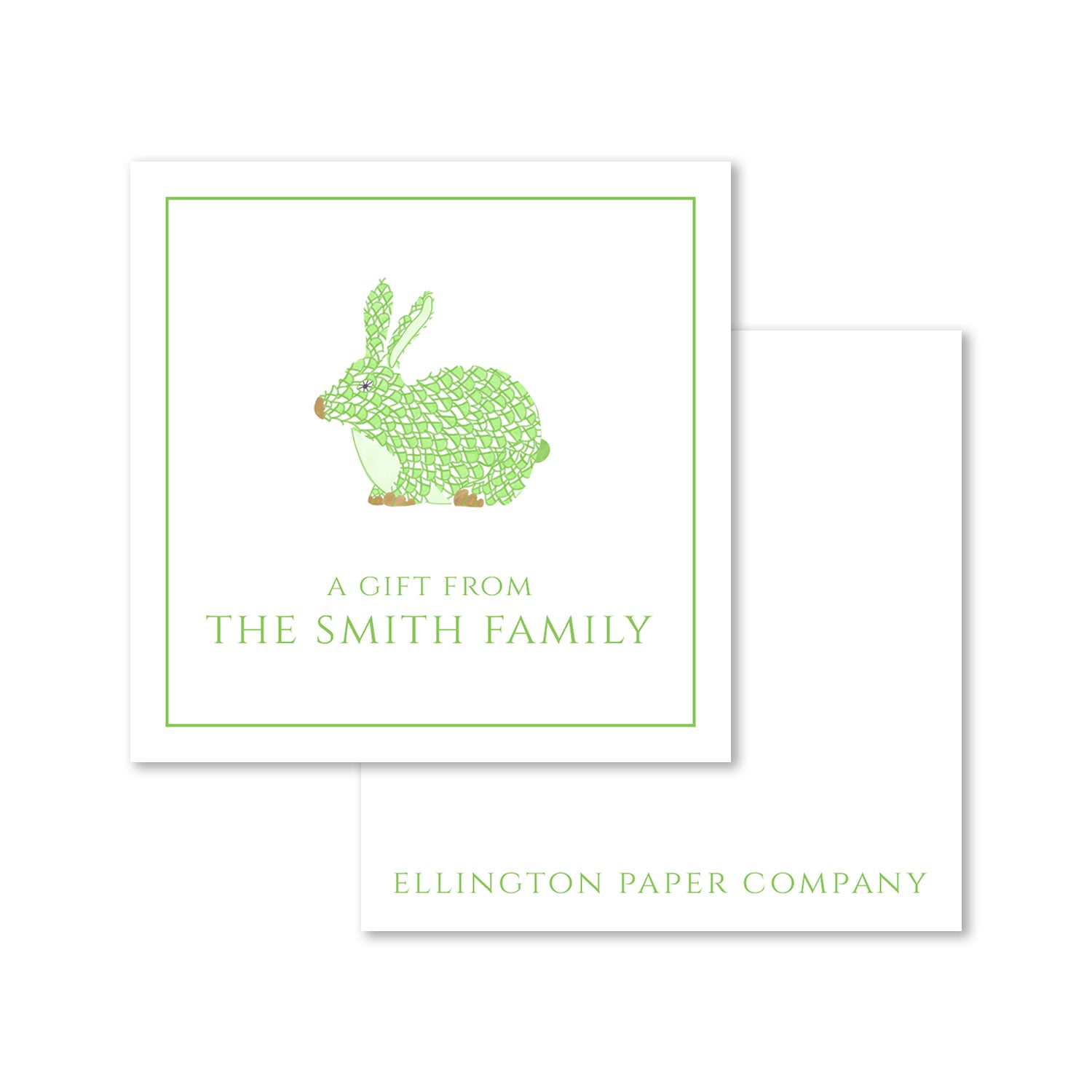 Fishscale Pattern Key Lime Bunny Enclosure Cards and Stickers