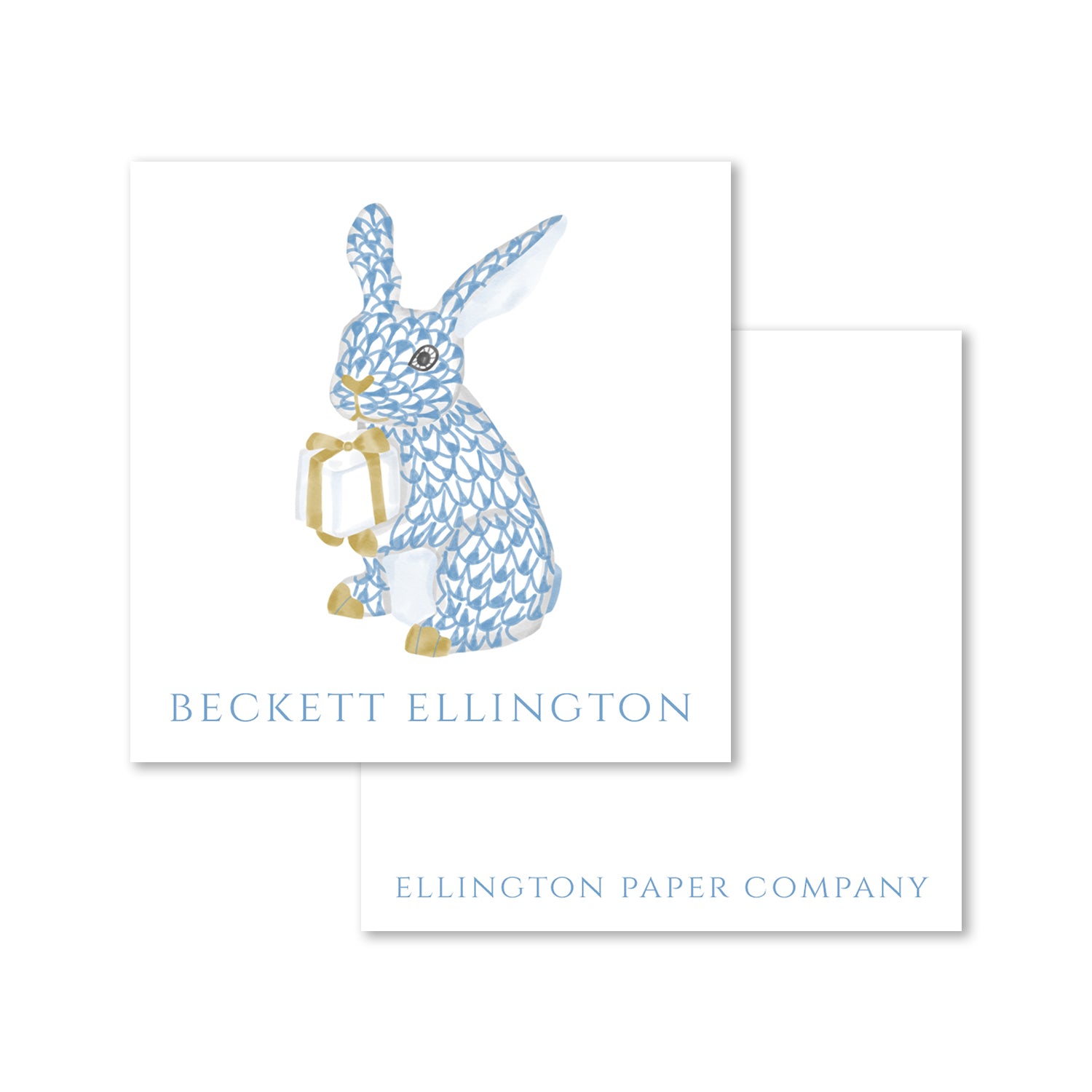 Fishscale Pattern Blue Party Bunny Enclosure Cards and Stickers