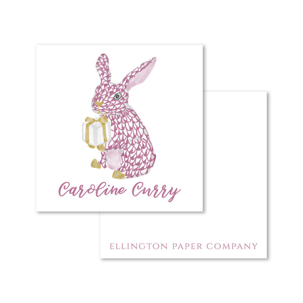 Fishscale Pattern Raspberry Party Bunny Enclosure Cards and Stickers