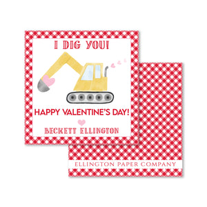 "I Dig You" Valentine Enclosure Cards and Stickers