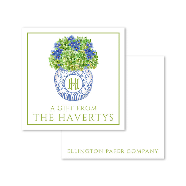 Hydrangea and Monogram Ginger Jar Enclosure Cards and Stickers