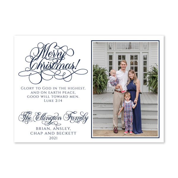 Merry Christmas Floral Holiday Photo Card