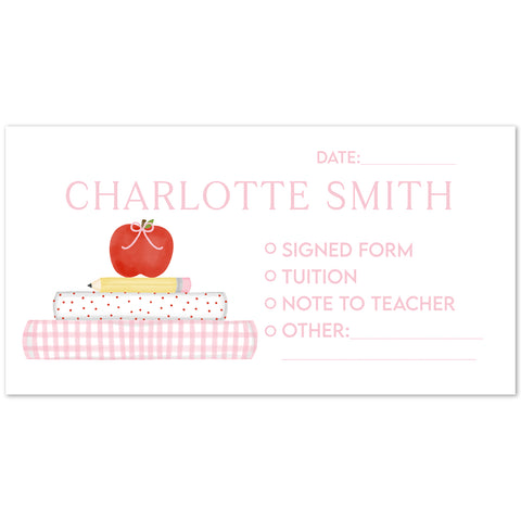School Books Personalized School Envelopes, 20 Count, Pink
