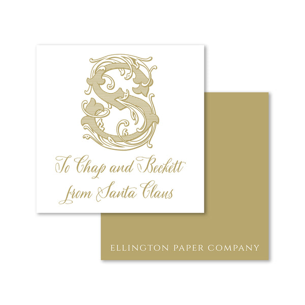 From Santa Claus Holiday Enclosure Cards and Stickers, Gold Personalized