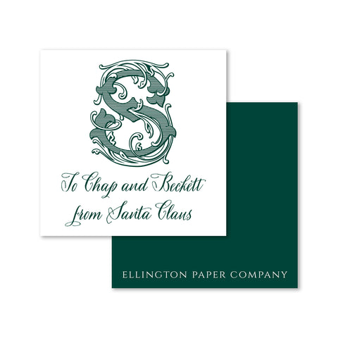 From Santa Claus Holiday Enclosure Cards and Stickers, Green Personalized