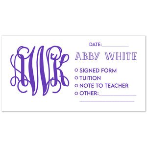 Vine Monogram Personalized School Envelopes, 20 Count