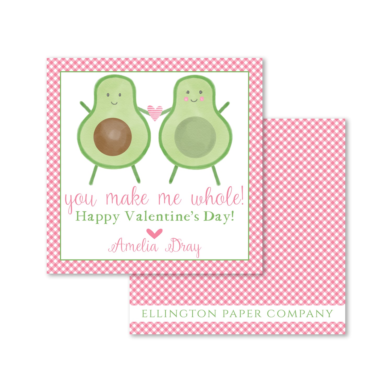 "You Make Me Whole" Valentine Enclosure Cards and Stickers, Pink