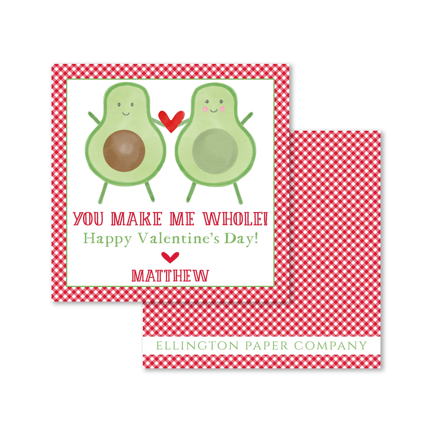 "You Make Me Whole" Valentine Enclosure Cards and Stickers, Red