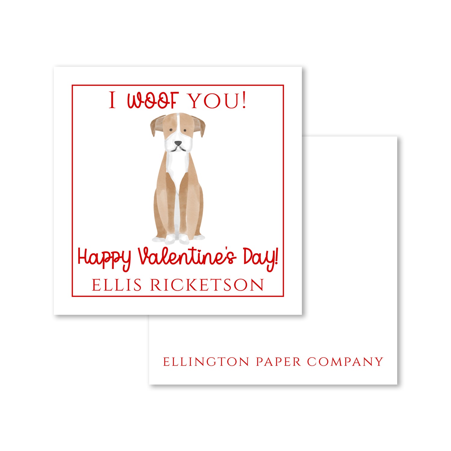 "I Woof You" Valentine Enclosure Cards and Stickers, Boxer