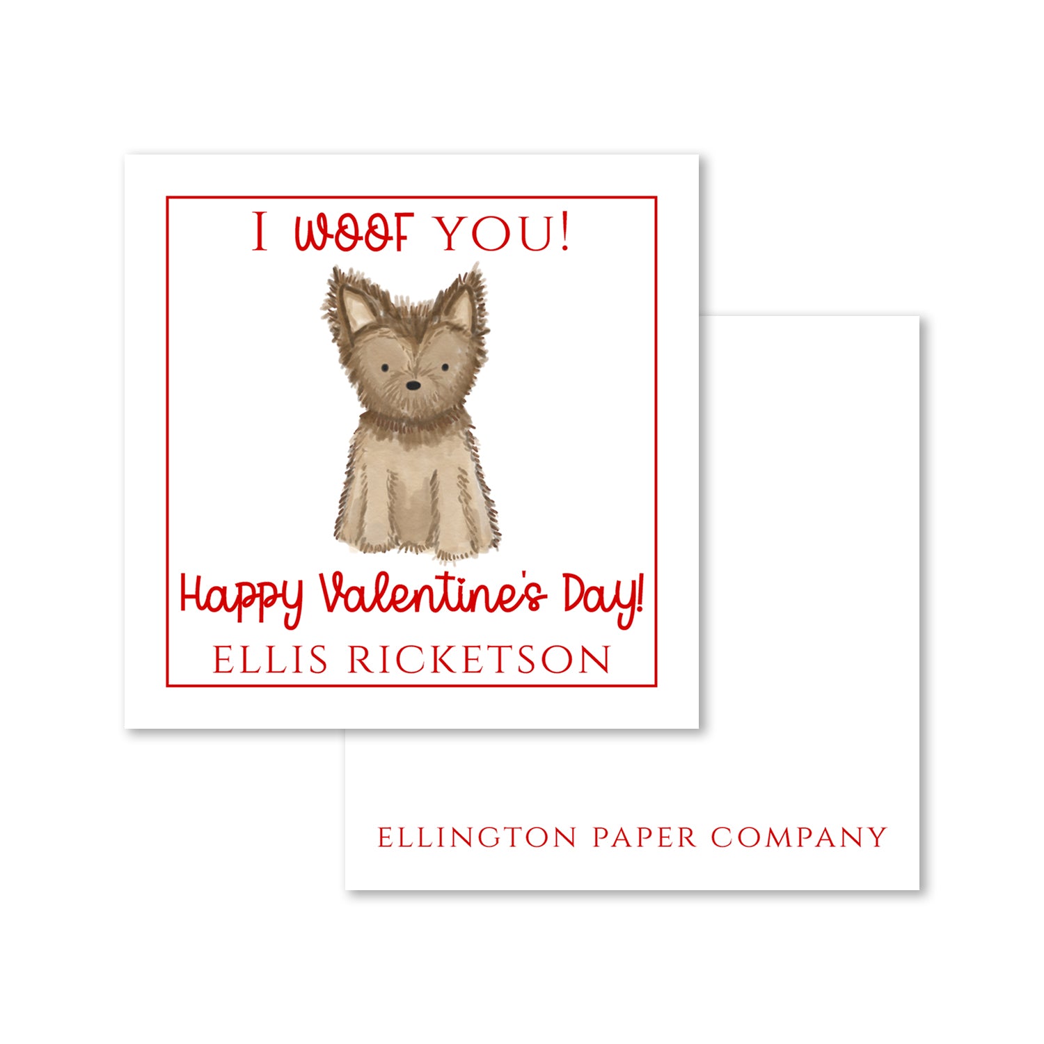 "I Woof You" Valentine Enclosure Cards and Stickers, Yorkie