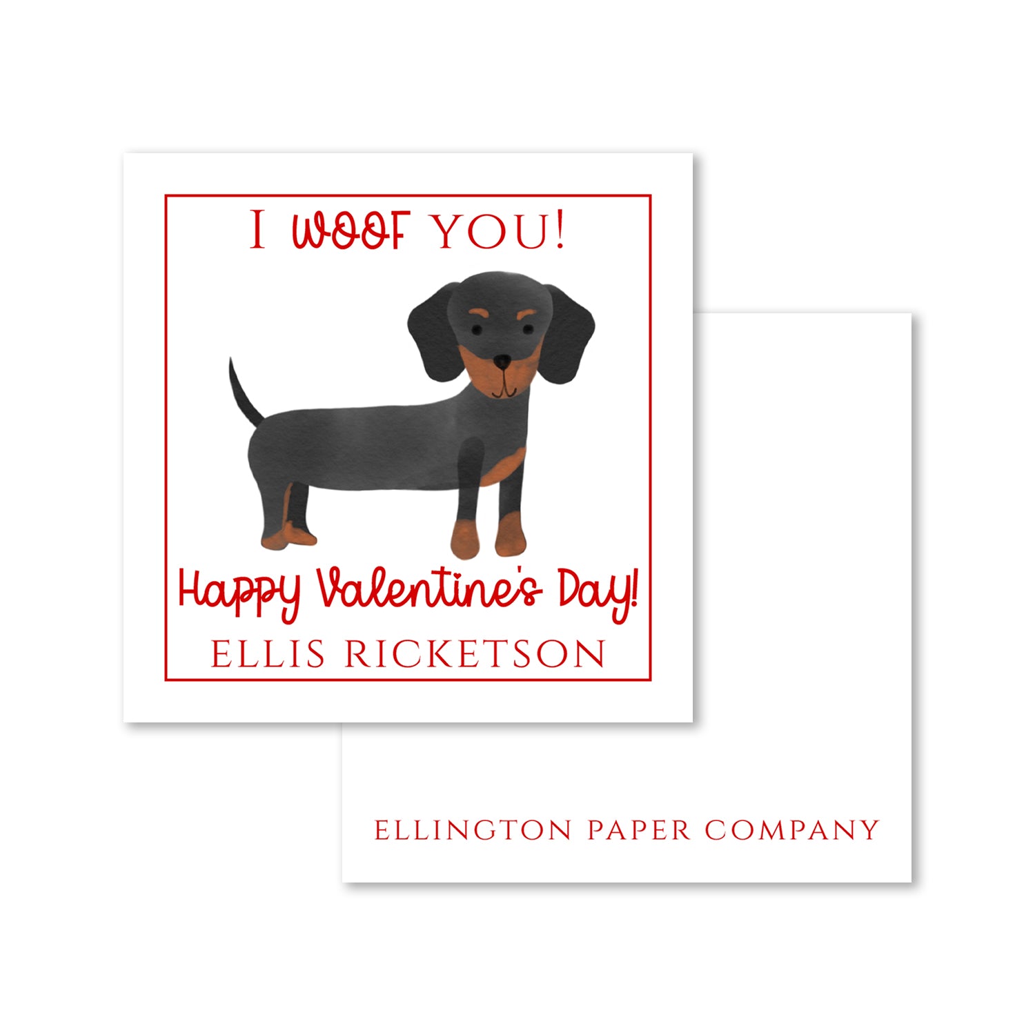 "I Woof You" Valentine Enclosure Cards and Stickers, Dachshund