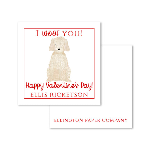 "I Woof You" Valentine Enclosure Cards and Stickers, Golden Doodle