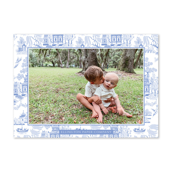 Chinoiserie Holiday Photo Card, Blue