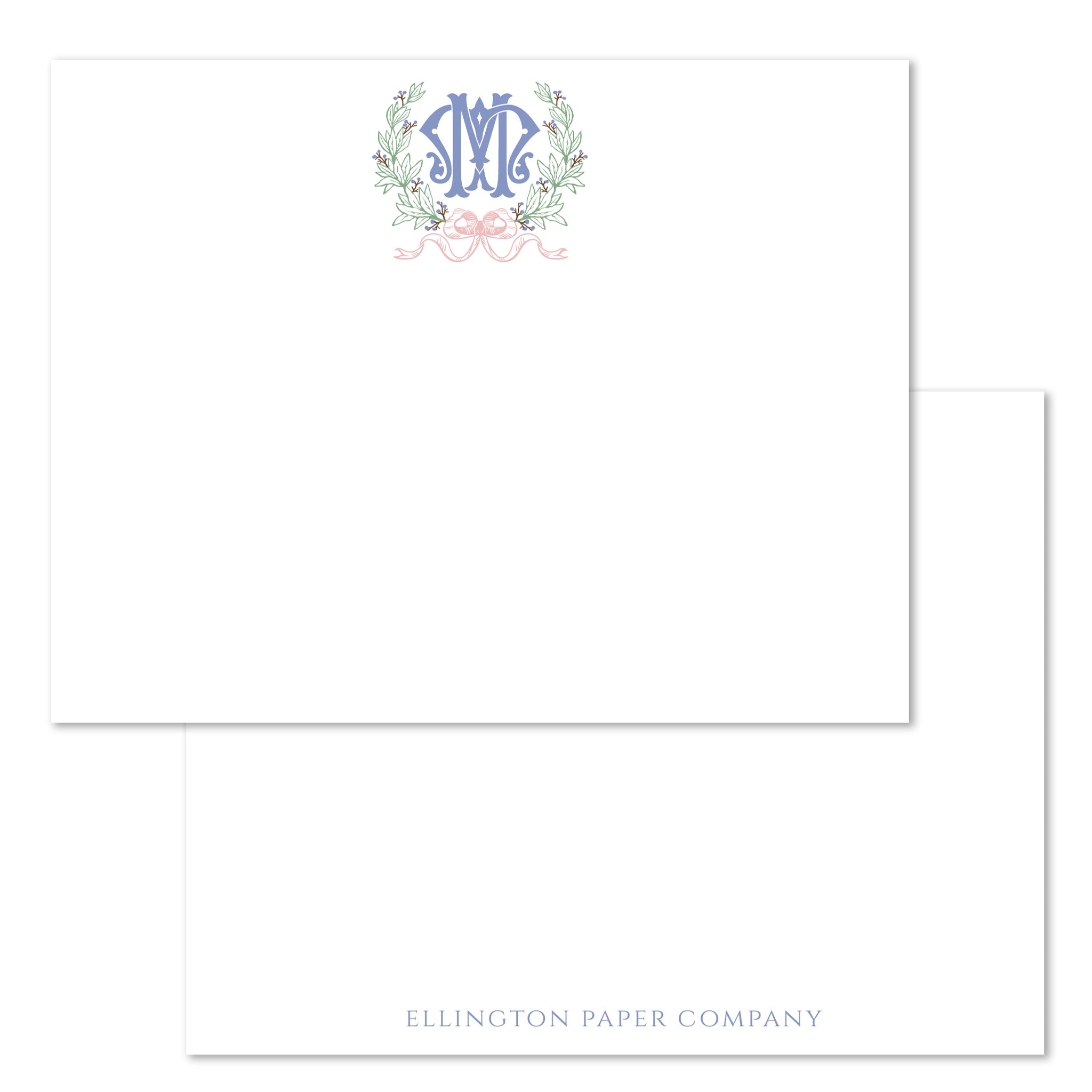 Berry Crest with Interlocking Monogram Flat Notecards