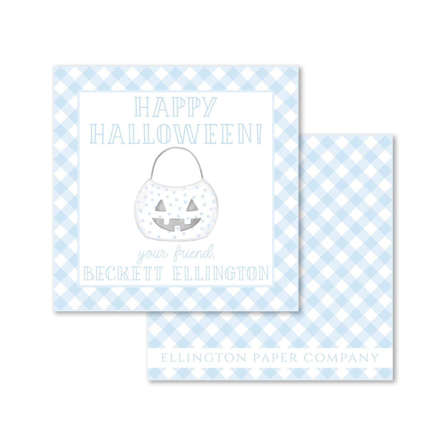 Bitty Dot Halloween Bucket Enclosure Cards and Stickers, Blue