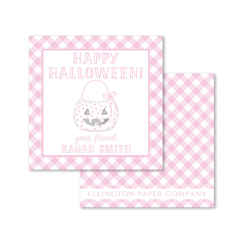 Bitty Dot Halloween Bucket Enclosure Cards and Stickers, Pink
