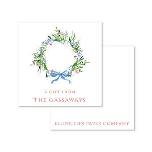 Blue Bow Wreath Enclosure Cards and Stickers