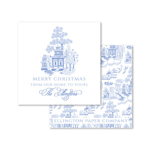 Chinoiserie Holiday Enclosure Cards and Stickers, Blue
