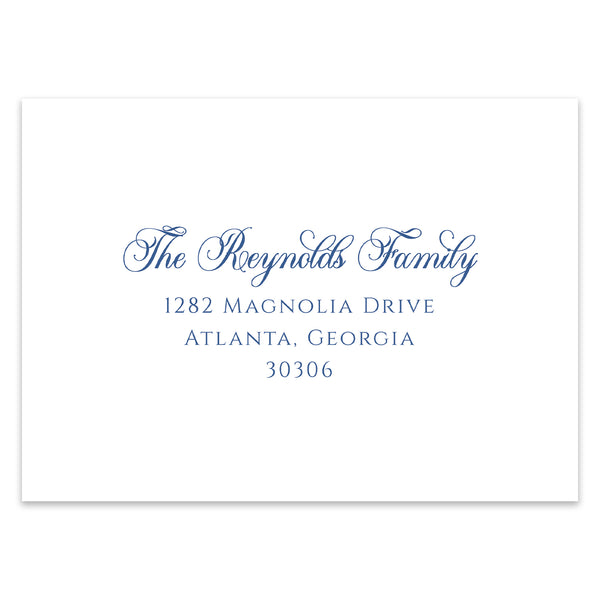 Blue Holiday Crest Holiday Photo Card Address Printing Add-On