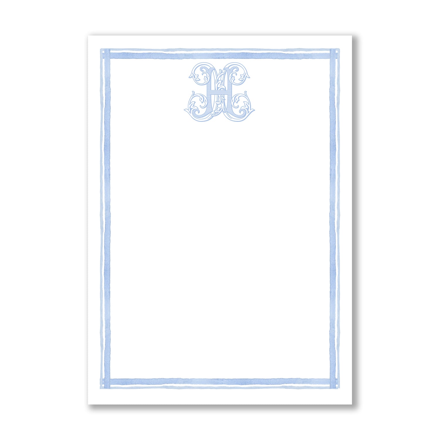 Blue Antique Monogram with Blue Watercolor Frame Notepad