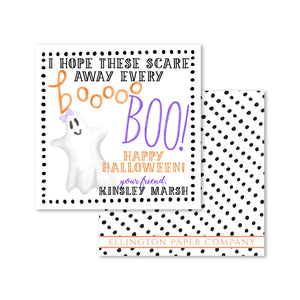 Boo-boo Ghost With Bow Halloween Enclosure Cards and Stickers