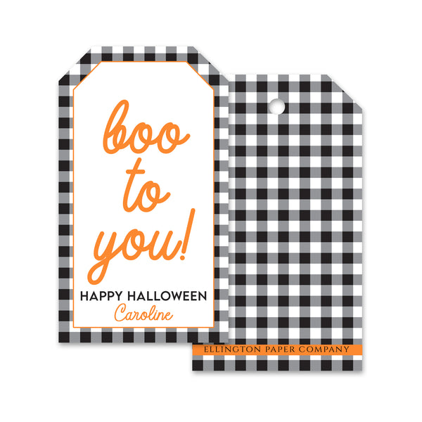 Boo To You Script Halloween Gift Tags