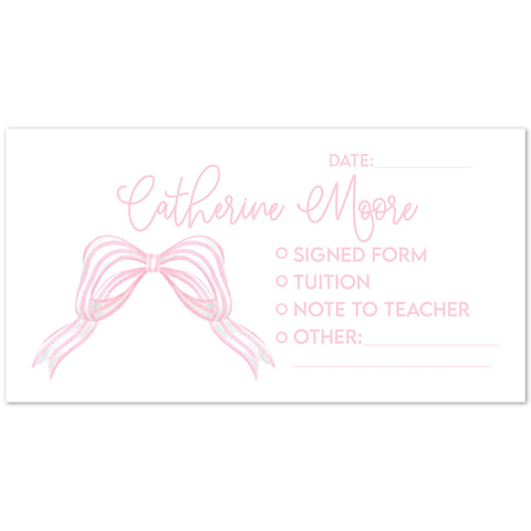 Pink Bow Personalized School Envelopes, 20 Count