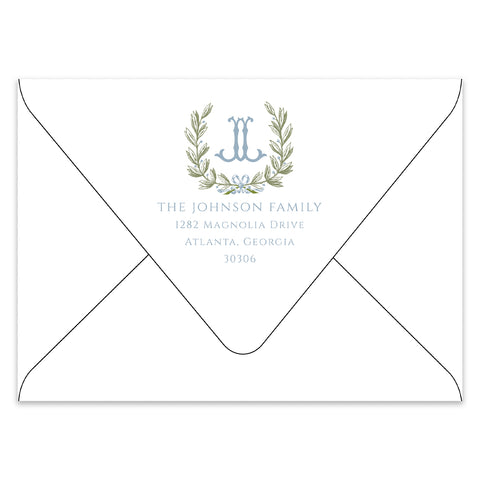 Bow & Berry Monogram Holiday Photo Card Address Printing Add-On