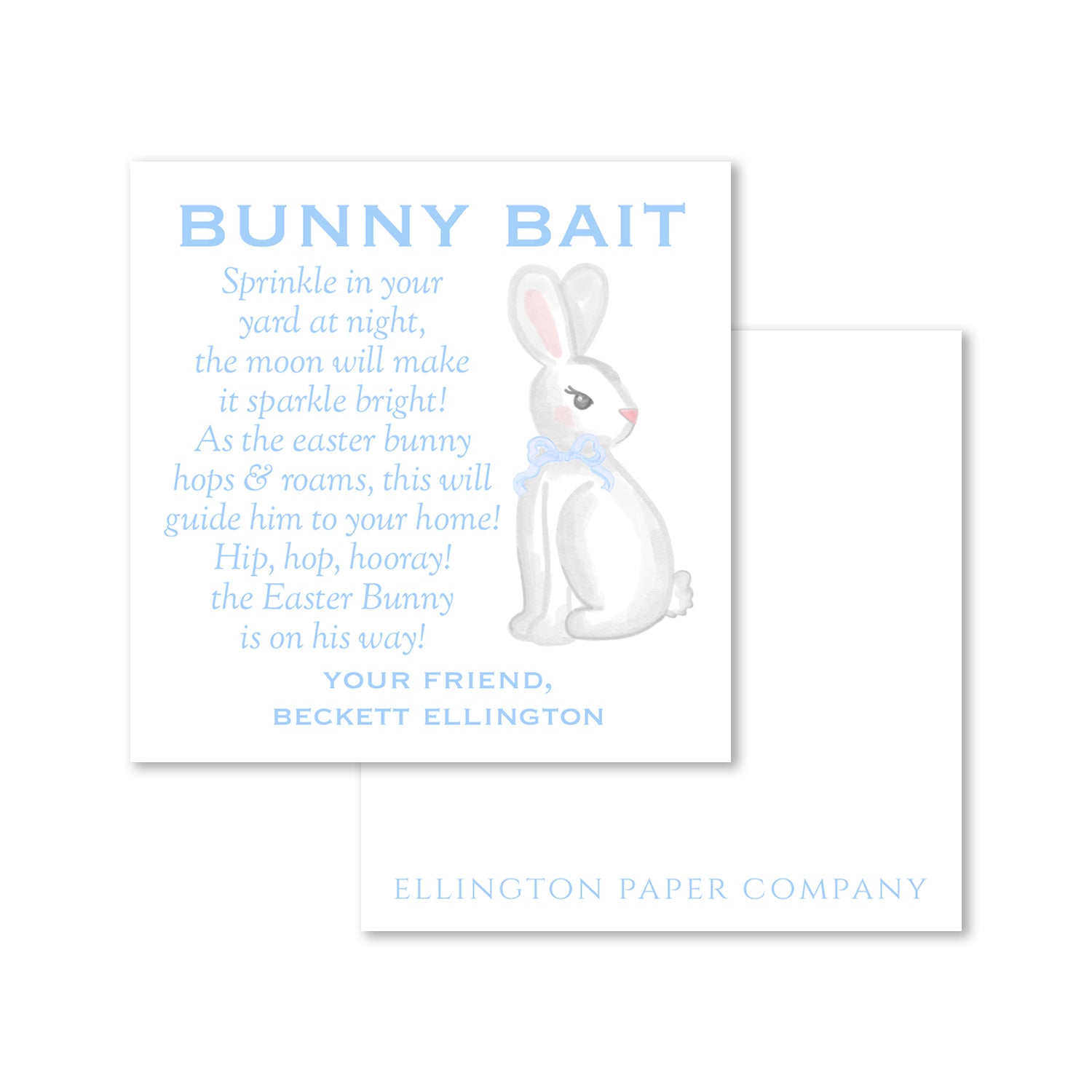 Bunny Bait Enclosure Cards and Stickers, Blue