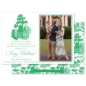 Chinoiserie Holiday Photo Card, Green