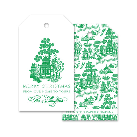 Chinoiserie Holiday Gift Tags, Green