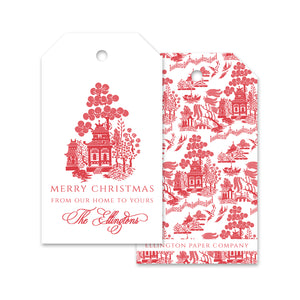 Chinoiserie Holiday Gift Tags, Red