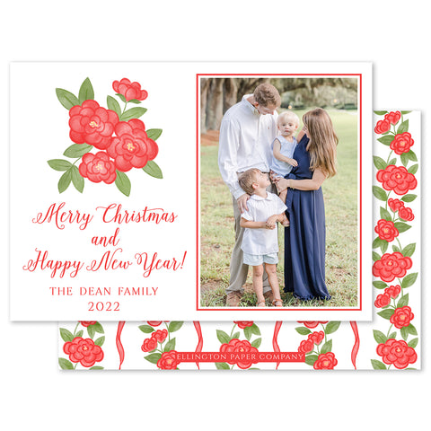 Christmas Camellia Holiday Photo Card