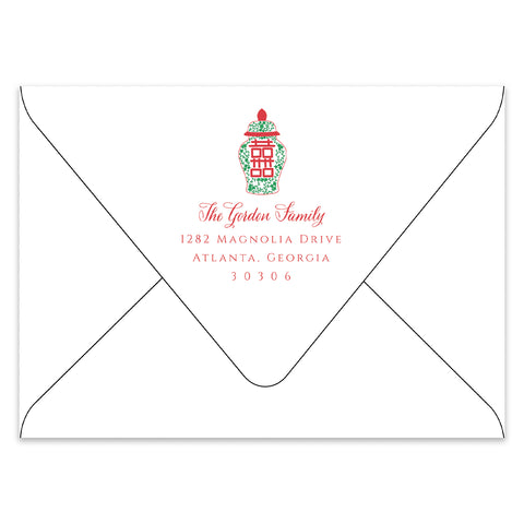 Christmas Ginger Jar Holiday Photo Card Address Printing Add-On