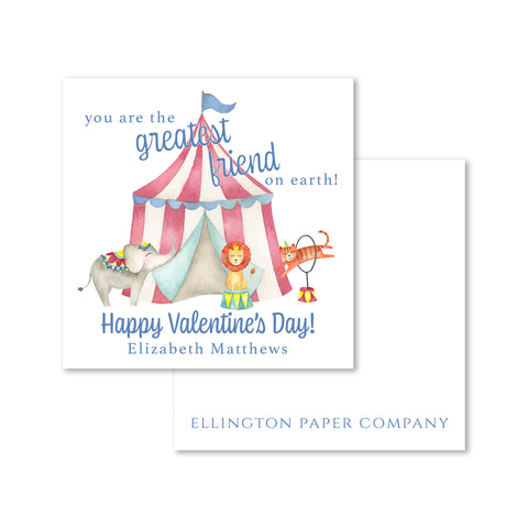 Greatest Friend On Earth Circus Valentine Enclosure Cards and Stickers