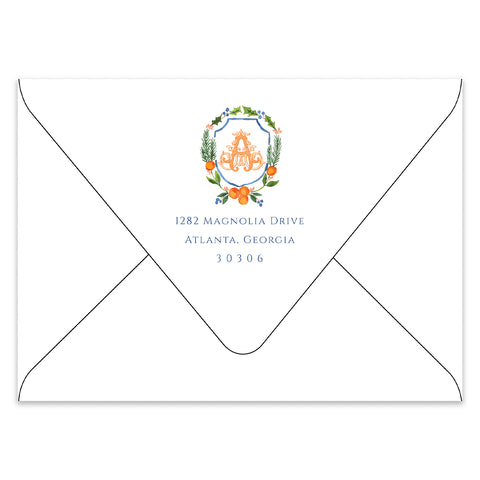 Holiday Citrus Crest Holiday Photo Card Address Printing Add-On