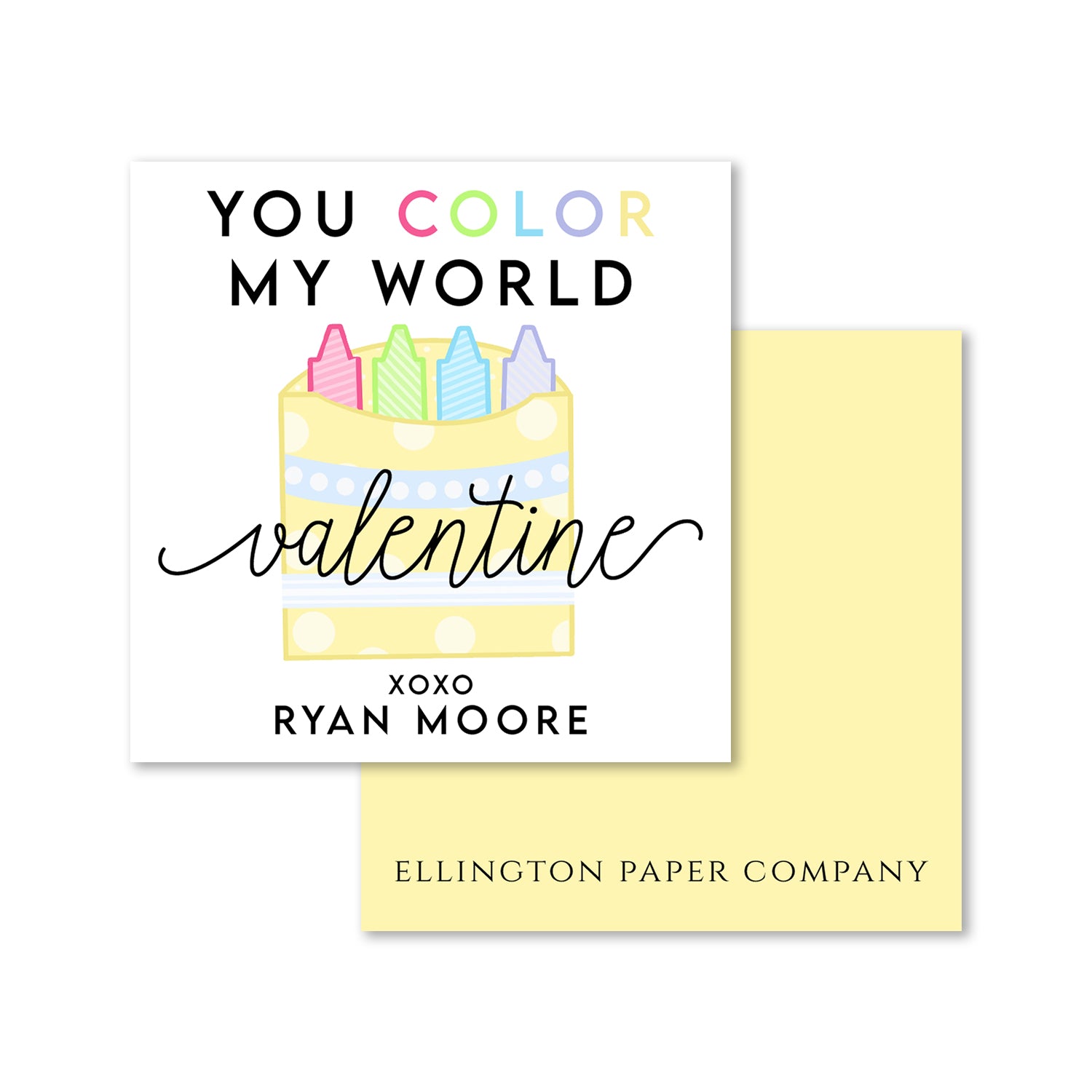 You Color My World Valentine Enclosure Cards and Stickers