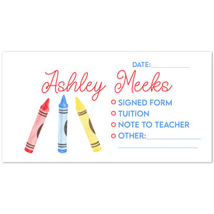 Crayons Personalized School Envelopes, 20 Count, Script Font