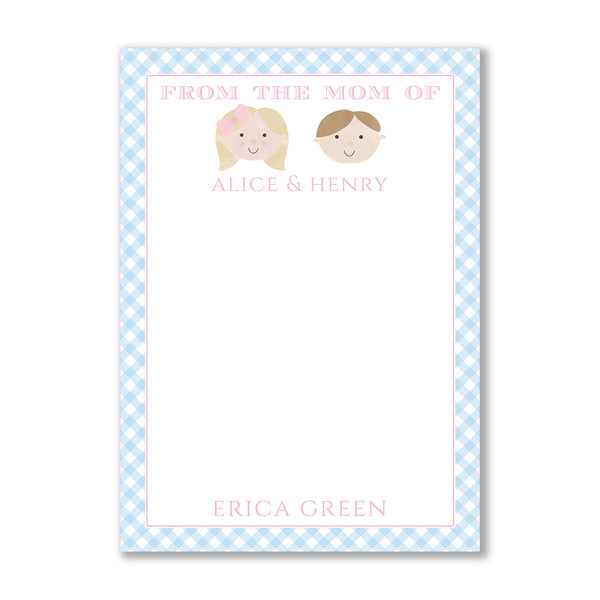 Sweet Face Collection Notepad, Blue with Pink Detail