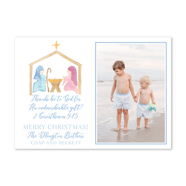 Watercolor Nativity Holiday Photo Card