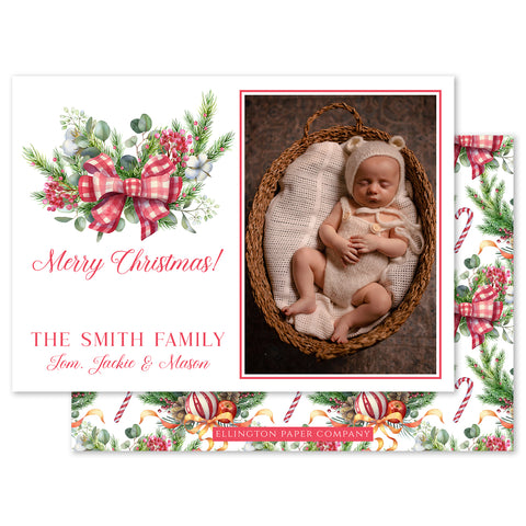 Gingham Bow Bunch Holiday Photo Card