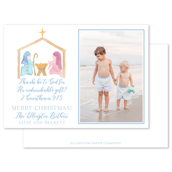 Watercolor Nativity Holiday Photo Card