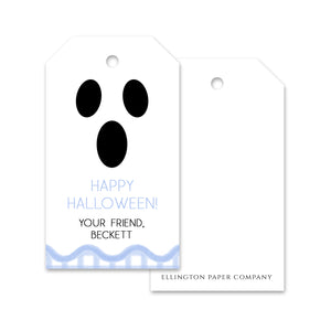 Windowpane Blue Ghost Halloween Gift Tags