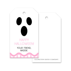 Windowpane Pink Ghost Halloween Gift Tags