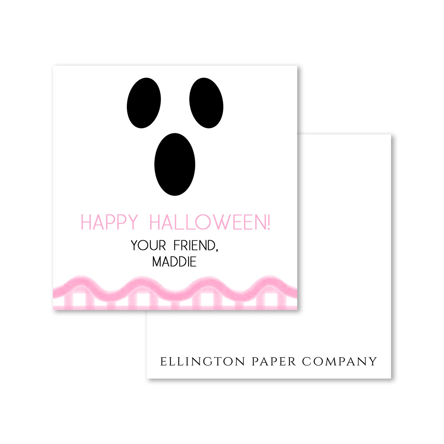 Windowpane Pink Ghost Halloween Enclosure Cards and Stickers