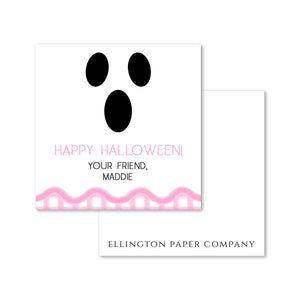Windowpane Pink Ghost Halloween Enclosure Cards and Stickers
