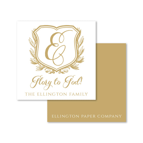 Gold Monogram Crest Holiday Enclosure Cards and Stickers