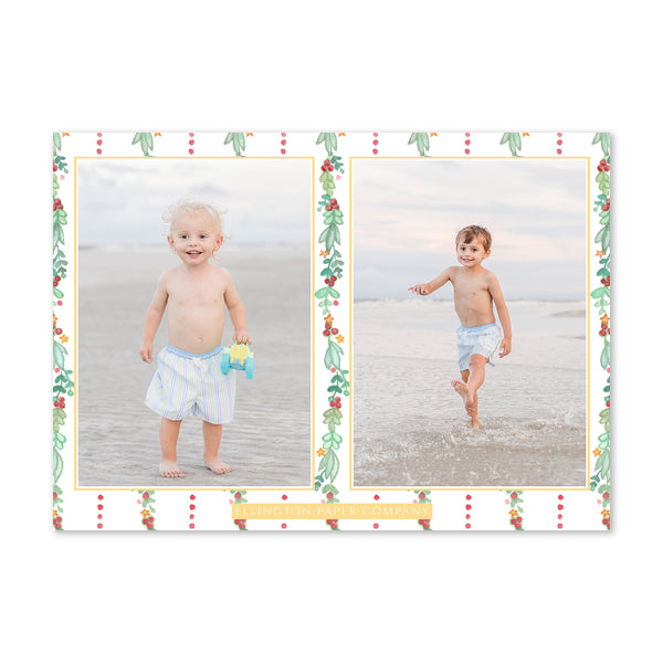 Merriest Holiday Wreath Holiday Photo Card, Gold