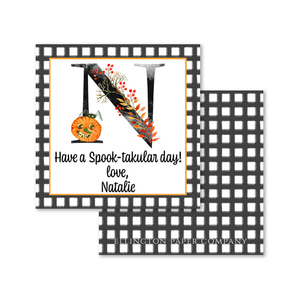 Halloween Monogram Enclosure Cards and Stickers