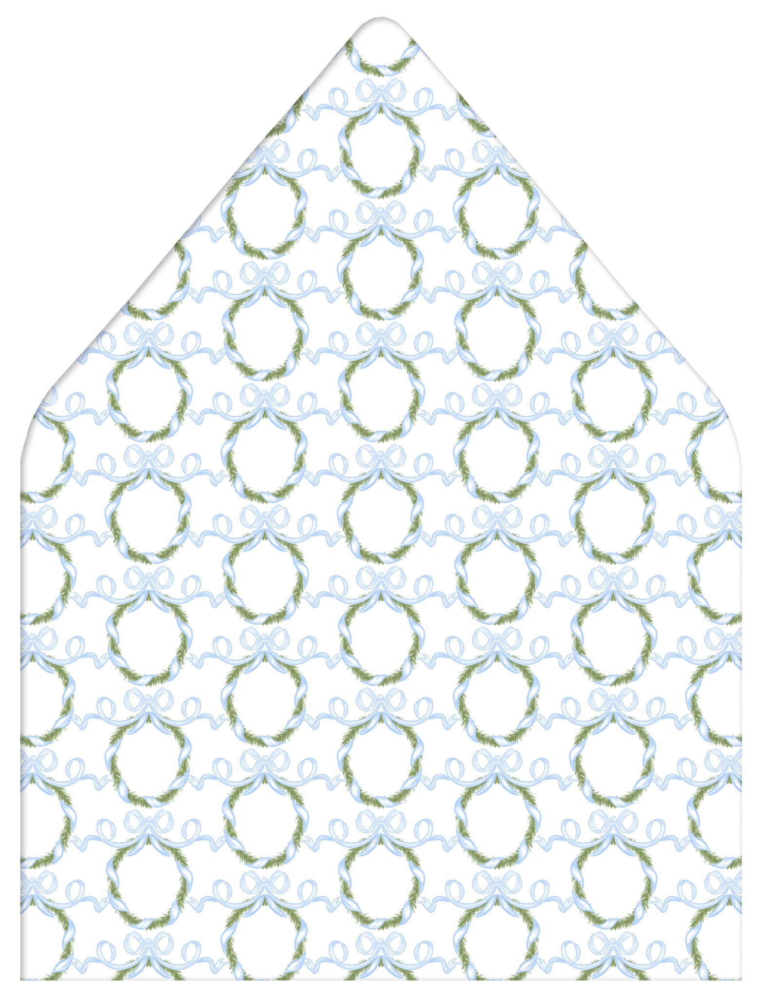 Holiday Boxwood Wreath Holiday Photo Card Envelope Liner Add-On, Blue